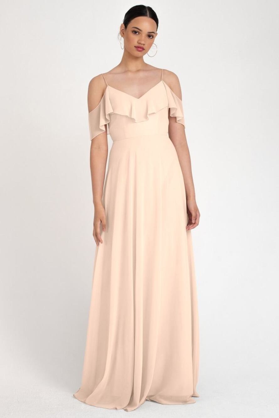 NWT Jenny Yoo Light Pink Wedding Guet Bridesmaid Gown Sz 2 Mila Dress Chiffon